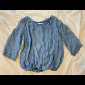 Silk Italian top, antique blue.